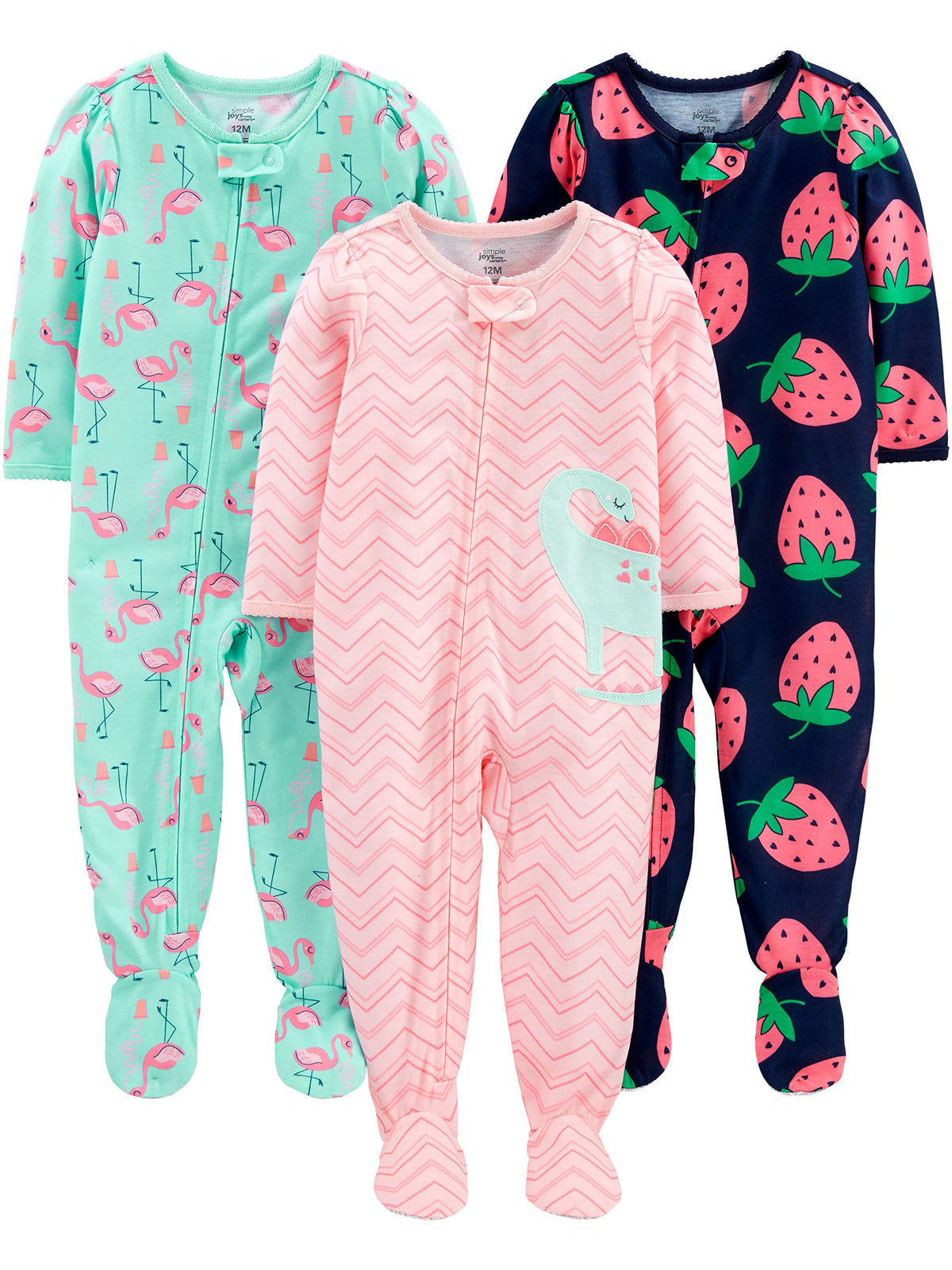 Simple Joys by Carter's baby-girls Loose-Fit Polyester Jersey Footed Pajamas