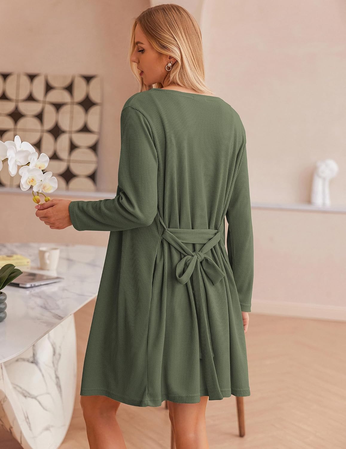 Ekouaer Pajamas for Women Set 3 Piece Soft Waffle Knit Loungewear Outfit