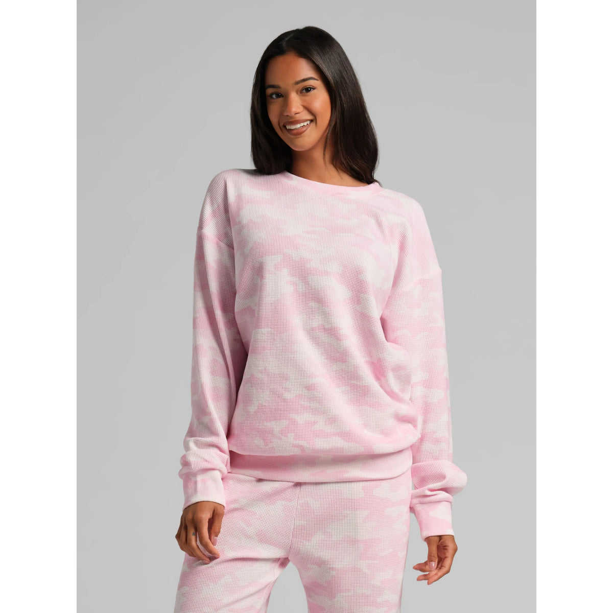 Comfrt | Waffle Lounge Long Sleeve | Crewneck Lightweight Cotton Blend Textured Lounge Top