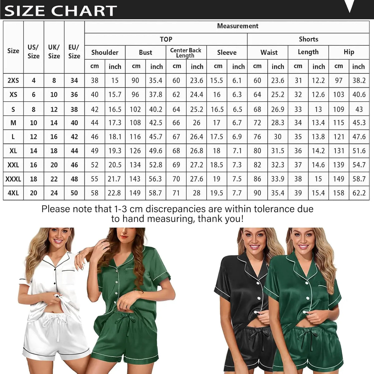 Women's Silk Satin 2-Pcs Pyjama Set, Short-Sleeve Button-Down Floral Lounge Set for Women's Sleepwear & Loungewear, 2 Pcs Set