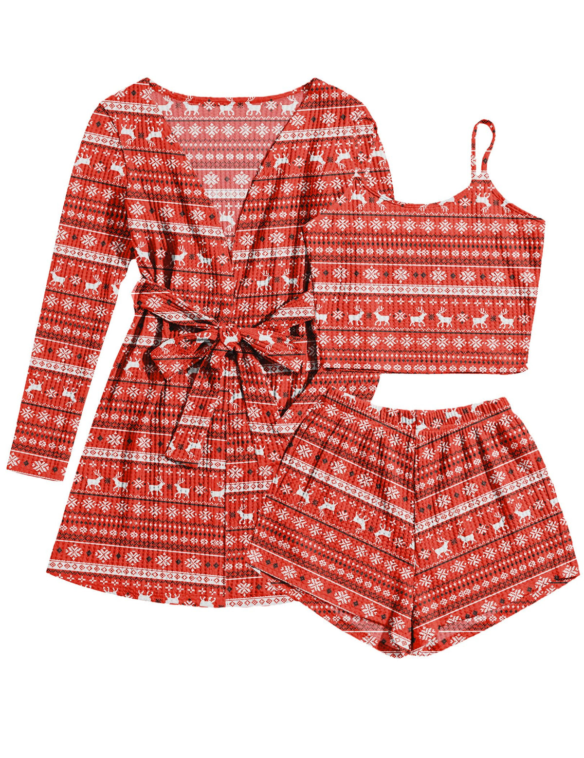 Ekouaer Pajamas for Women Set 3 Piece Soft Waffle Knit Loungewear Outfit