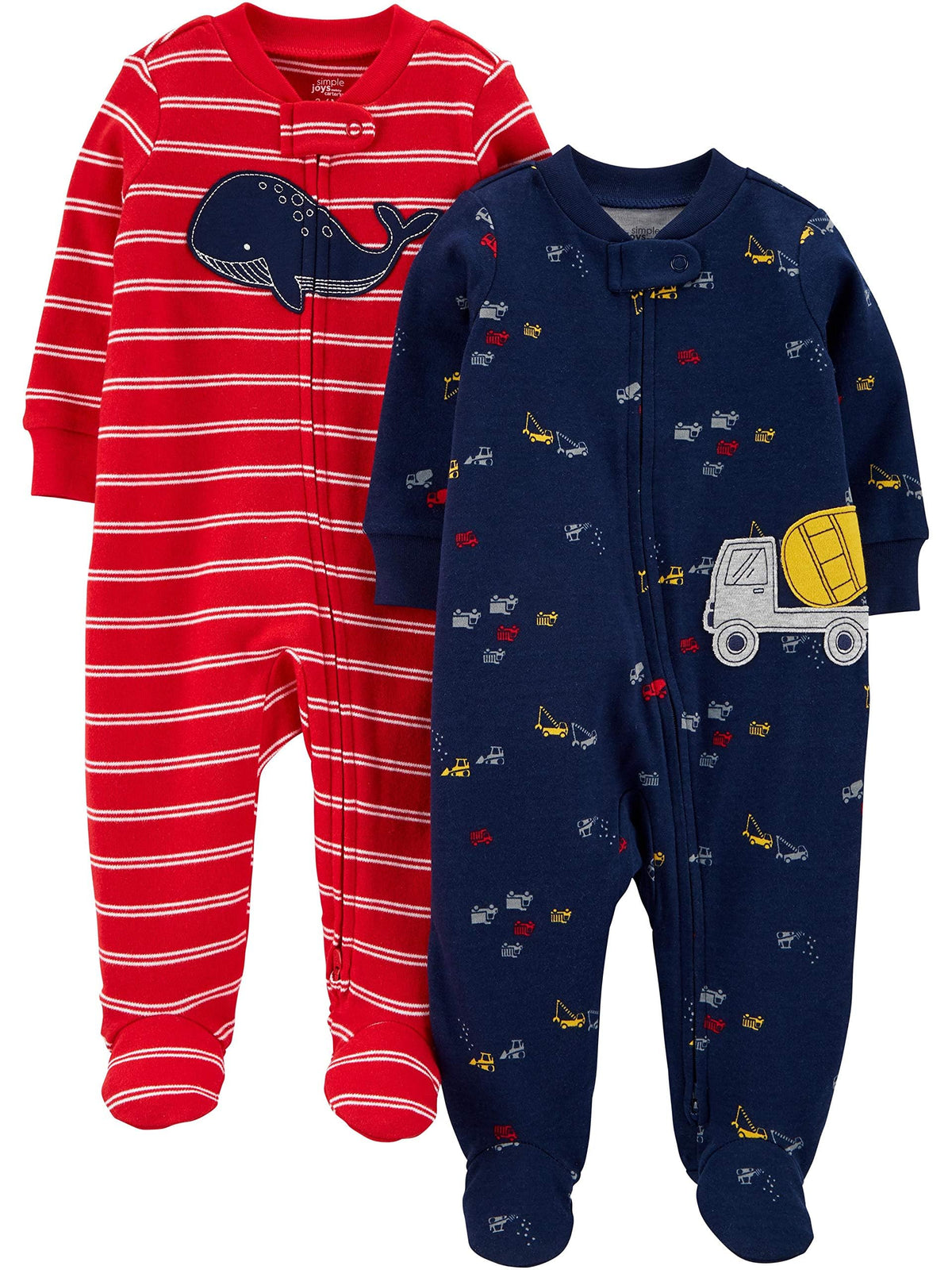 Simple Joys by Carter's baby-boys 2-way Zip Thermal Footed Sleep and Play, Pack of 2