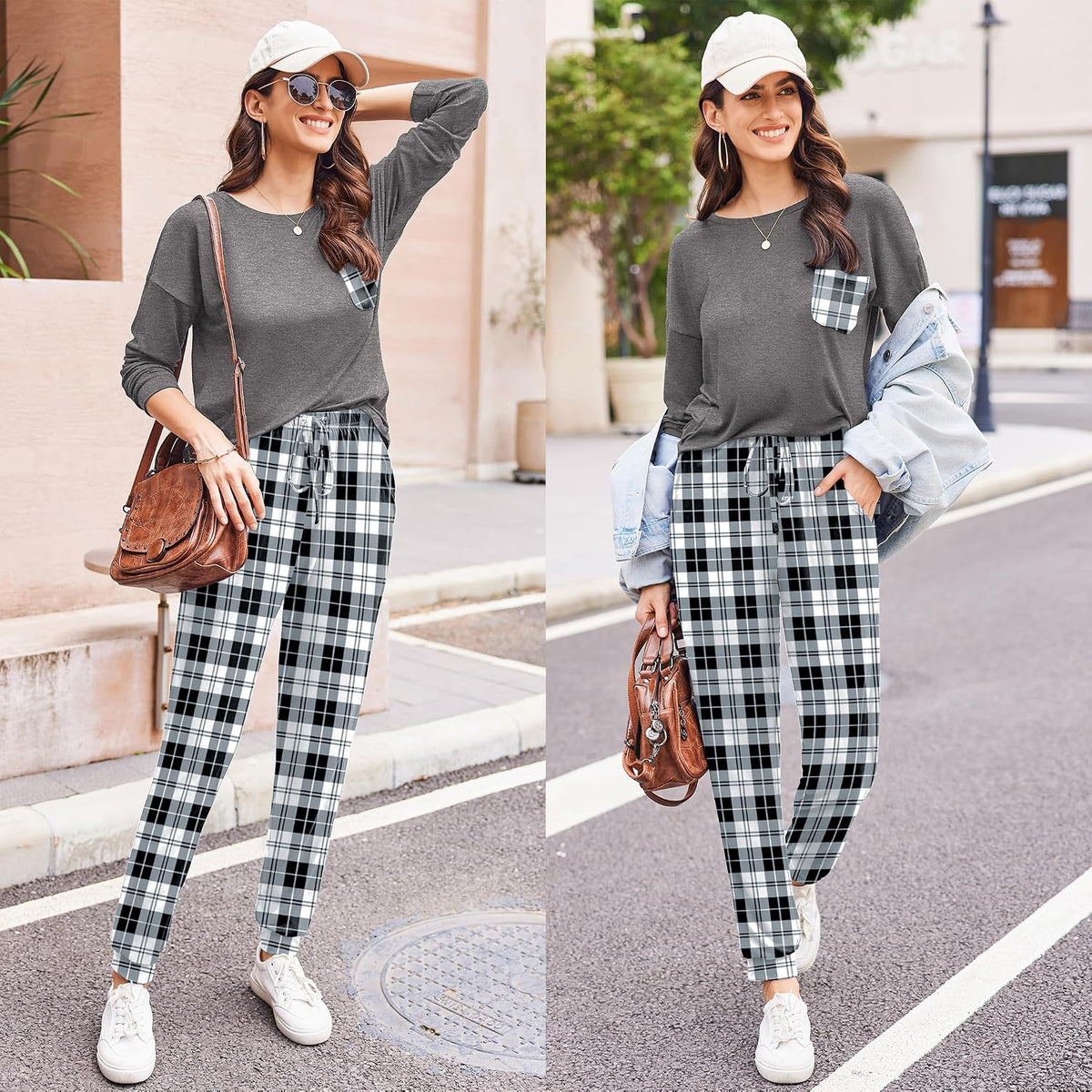 Ekouaer Womens Pajama Sets Long Sleeve Pjs Lounge Sets Joggers with Pockets