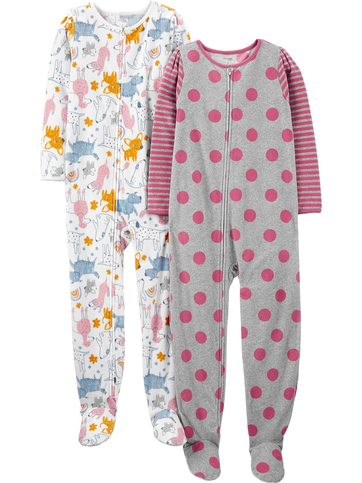 Simple Joys by Carter's Girls' 2-Pack Loose-fit Fleece Footed Pajamas