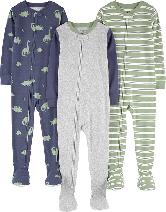 Simple Joys by Carter's Baby Boys 3 pack Snug Fit Footed Cotton Pajamas