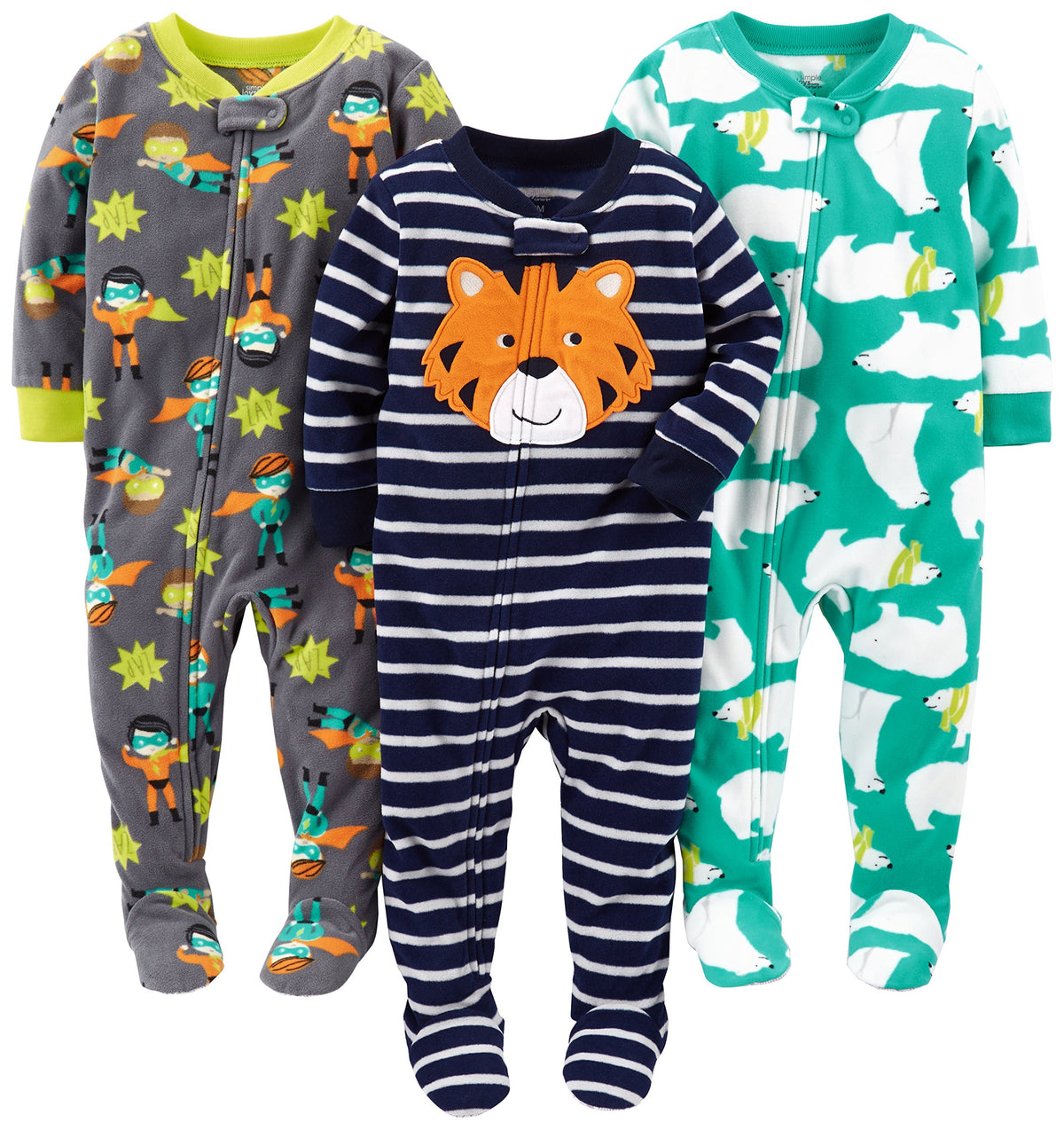 Simple Joys by Carter's Baby Boys Loose-Fit Flame Resistant Fleece Footed Pajamas