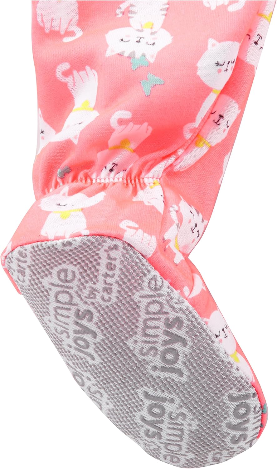 Simple Joys by Carter's baby-girls Loose-Fit Polyester Jersey Footed Pajamas