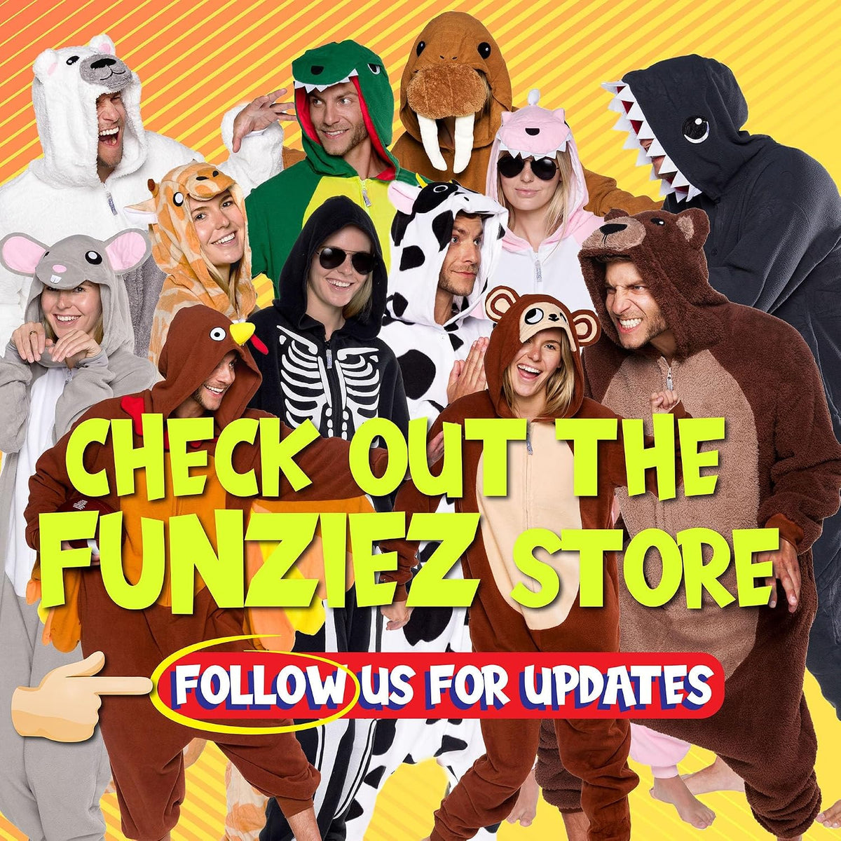Funziez! Slim Fit Adult Onesie - Animal Costume - Plush Unisex Halloween One Piece Cosplay Suit for Women and Men