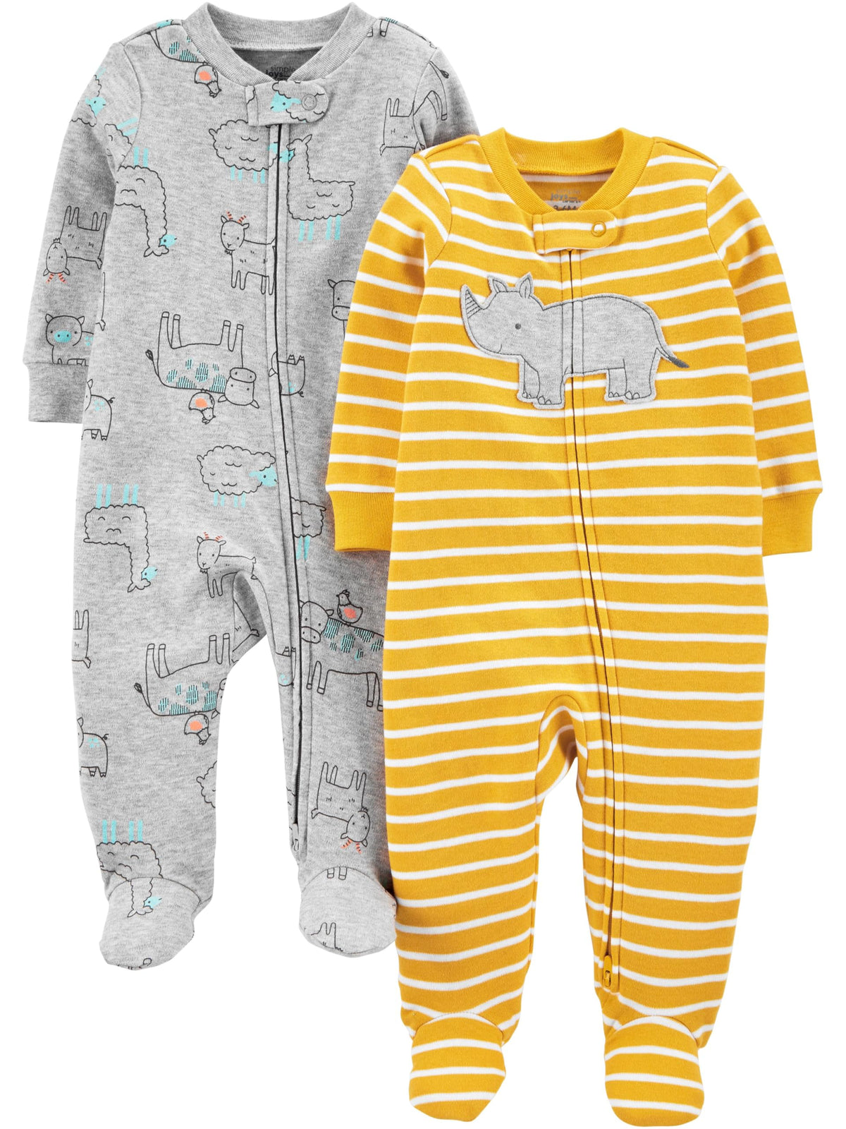 Simple Joys by Carter's baby-boys 2-way Zip Thermal Footed Sleep and Play, Pack of 2