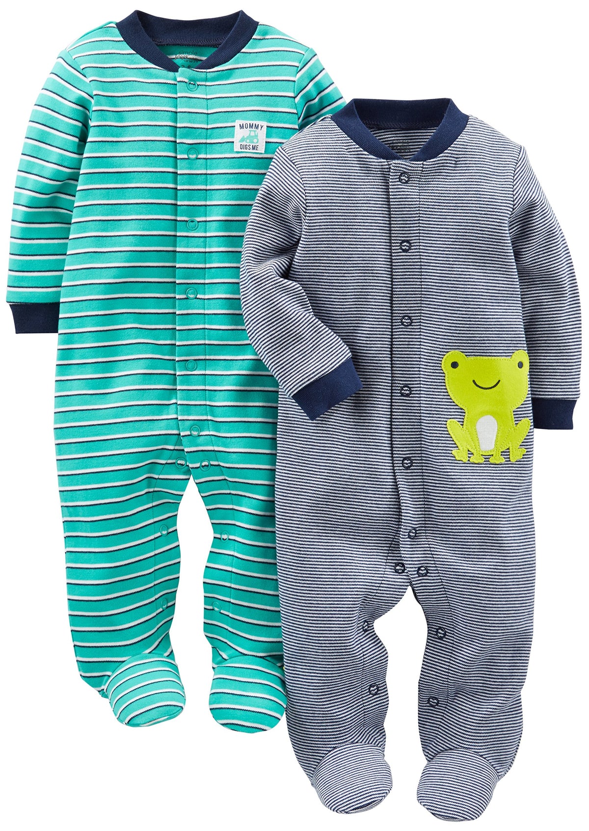 Simple Joys by Carter's baby-boys 2-way Zip Thermal Footed Sleep and Play, Pack of 2