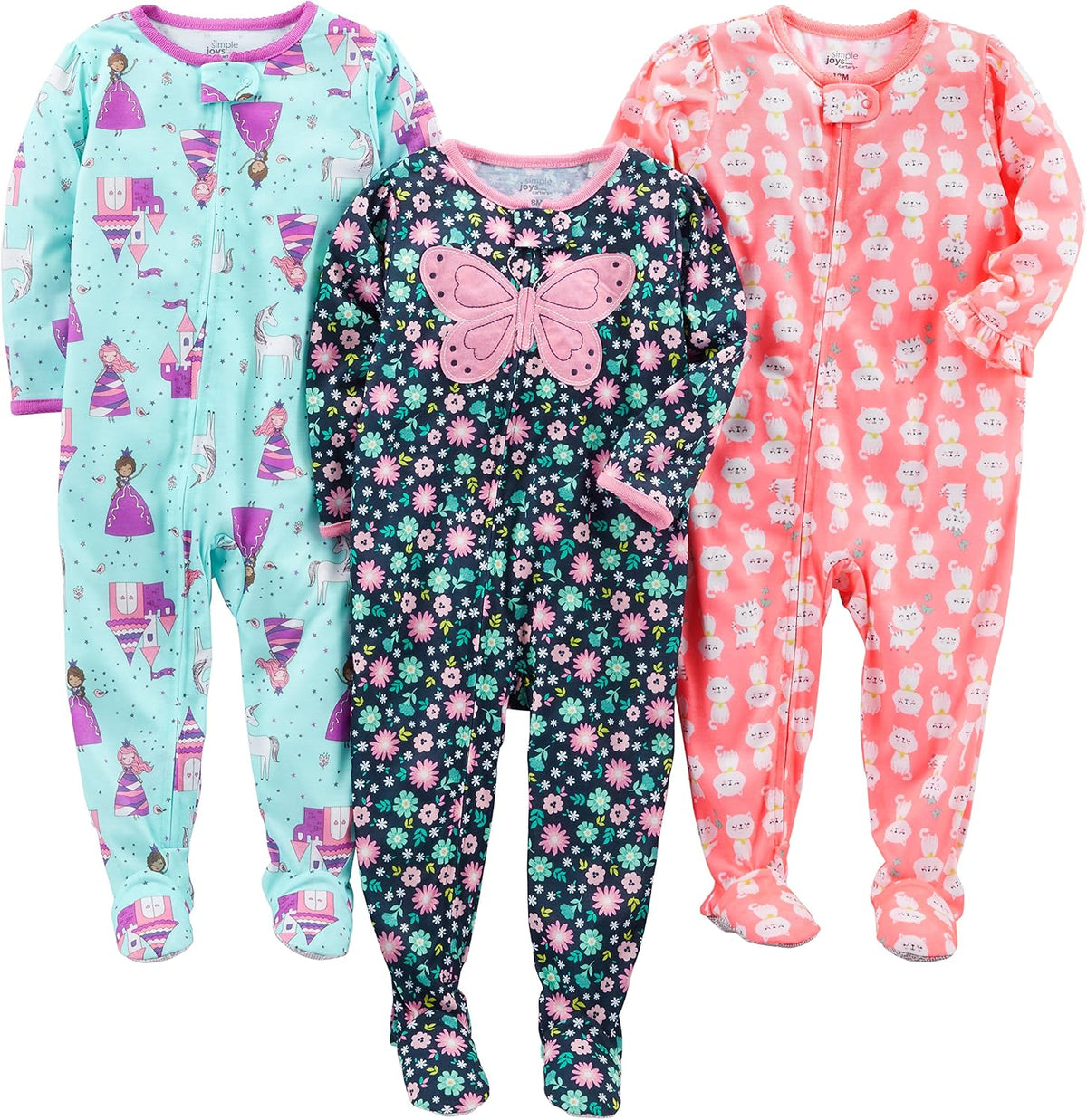 Simple Joys by Carter's baby-girls Loose-Fit Polyester Jersey Footed Pajamas