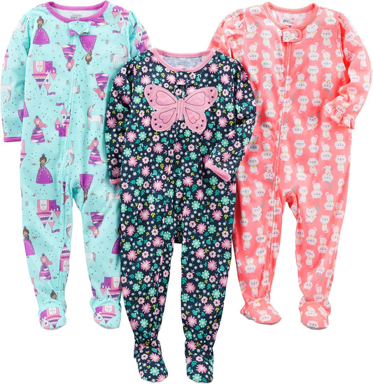 Simple Joys by Carter's baby-girls Loose-Fit Polyester Jersey Footed Pajamas