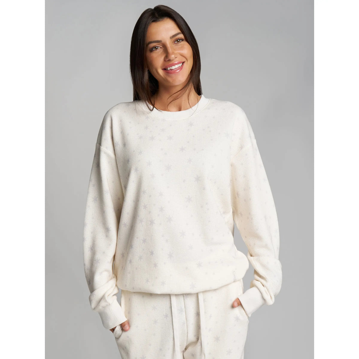 Comfrt | Waffle Lounge Long Sleeve | Crewneck Lightweight Cotton Blend Textured Lounge Top