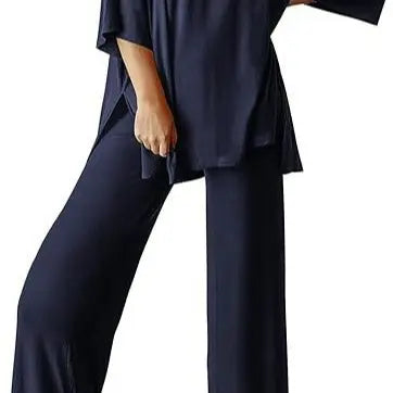 PHEFEE 2 Piece Outfits for Women Loungewear Sets Oversized Short Sleeve Top Wide Leg Pants Casual Matching Sets Soft Milk Silk,sohochic