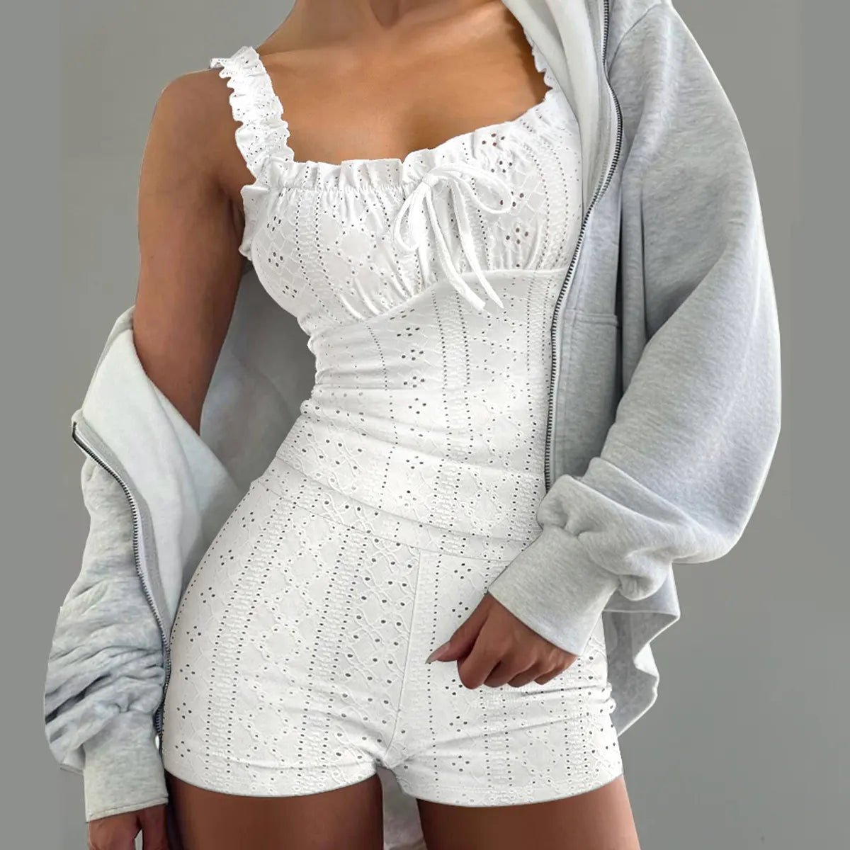 CHICME Women's 2 Pieces Pajamas Set Heart Pattern U Neck Tank Waist Shorts Set Fit Breathable