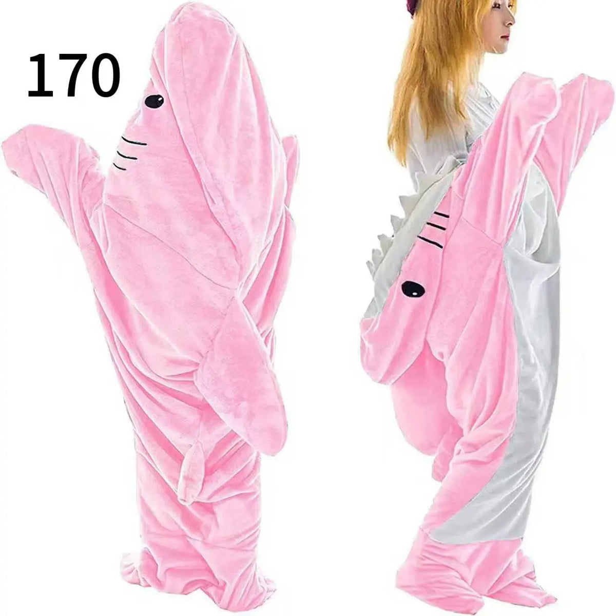 Cartoon Shark Sleep Bag Animal Onesie Flannel Shark Home Wear Loungewear Blue, Comfortable Fit Loose Oversized All-In-One Pajamas for Kids & Adults, Nightwear, Homewear, Sleeping Bag