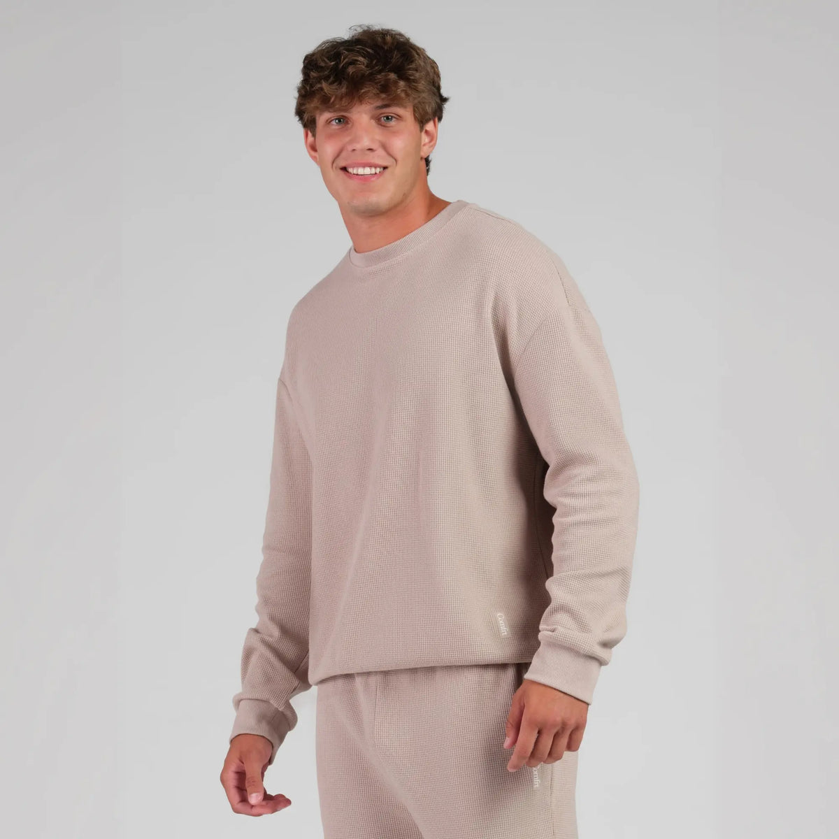 Comfrt | Waffle Lounge Long Sleeve | Crewneck Lightweight Cotton Blend Textured Lounge Top