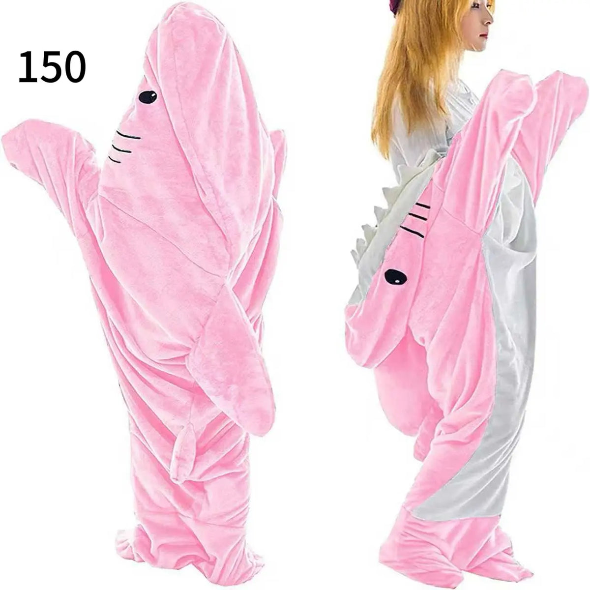 Cartoon Shark Sleep Bag Animal Onesie Flannel Shark Home Wear Loungewear Blue, Comfortable Fit Loose Oversized All-In-One Pajamas for Kids & Adults, Nightwear, Homewear, Sleeping Bag