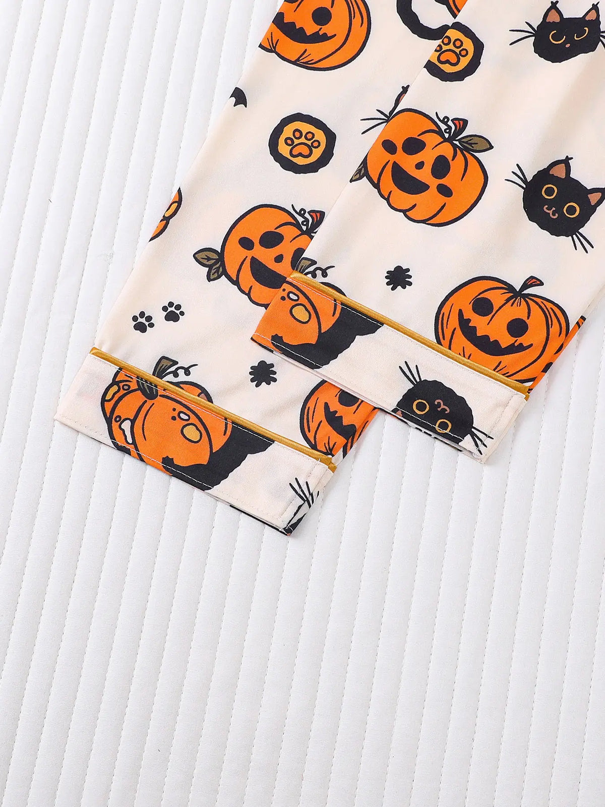 2 pieces of women's Halloween cute pumpkin cat bat printed long sleeved pants pajamas set with pockets suitable for all seasons, comfortable, trendy, energetic, elegant and casual home wear