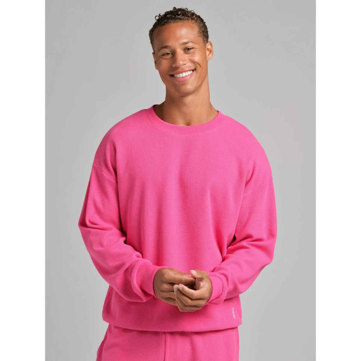 Comfrt | Waffle Lounge Long Sleeve | Crewneck Lightweight Cotton Blend Textured Lounge Top