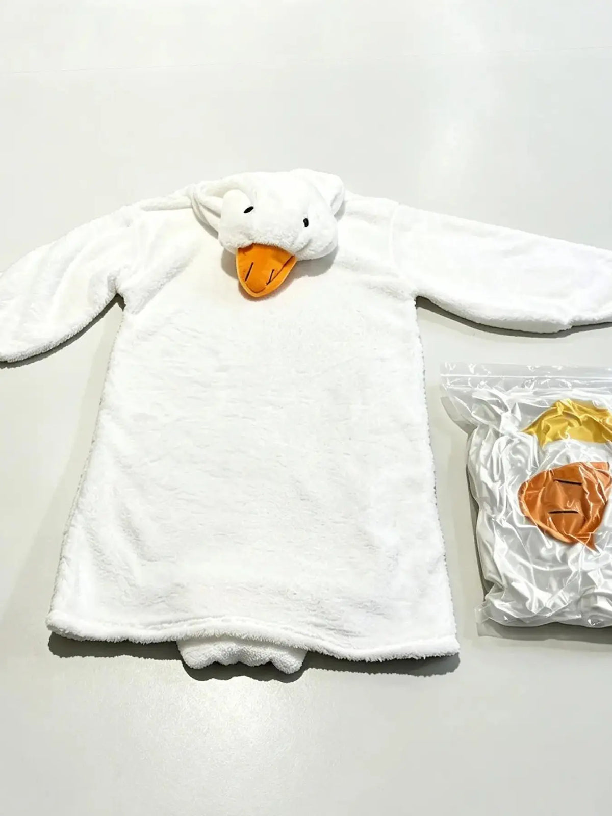 Funny Duck Theme Onesie Set, Fleece Lined Thickened, Includes Robe and Duck Foot Covers, Soft Cute Lazy Loose Pajamas, Party, Loungewear, Nightwear
