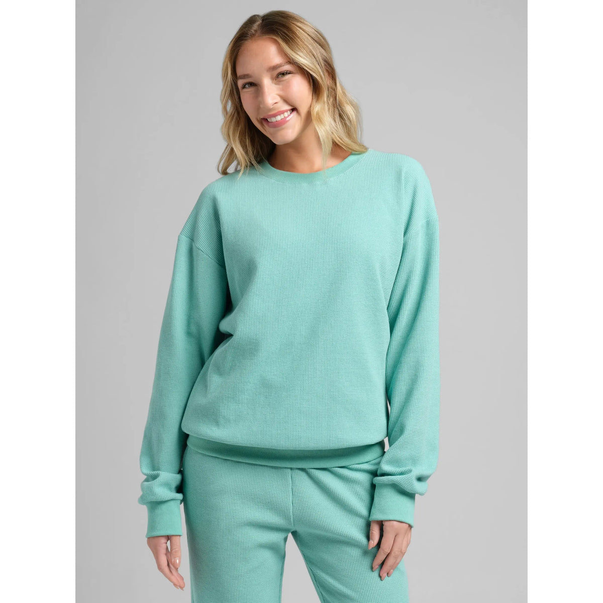 Comfrt | Waffle Lounge Long Sleeve | Crewneck Lightweight Cotton Blend Textured Lounge Top