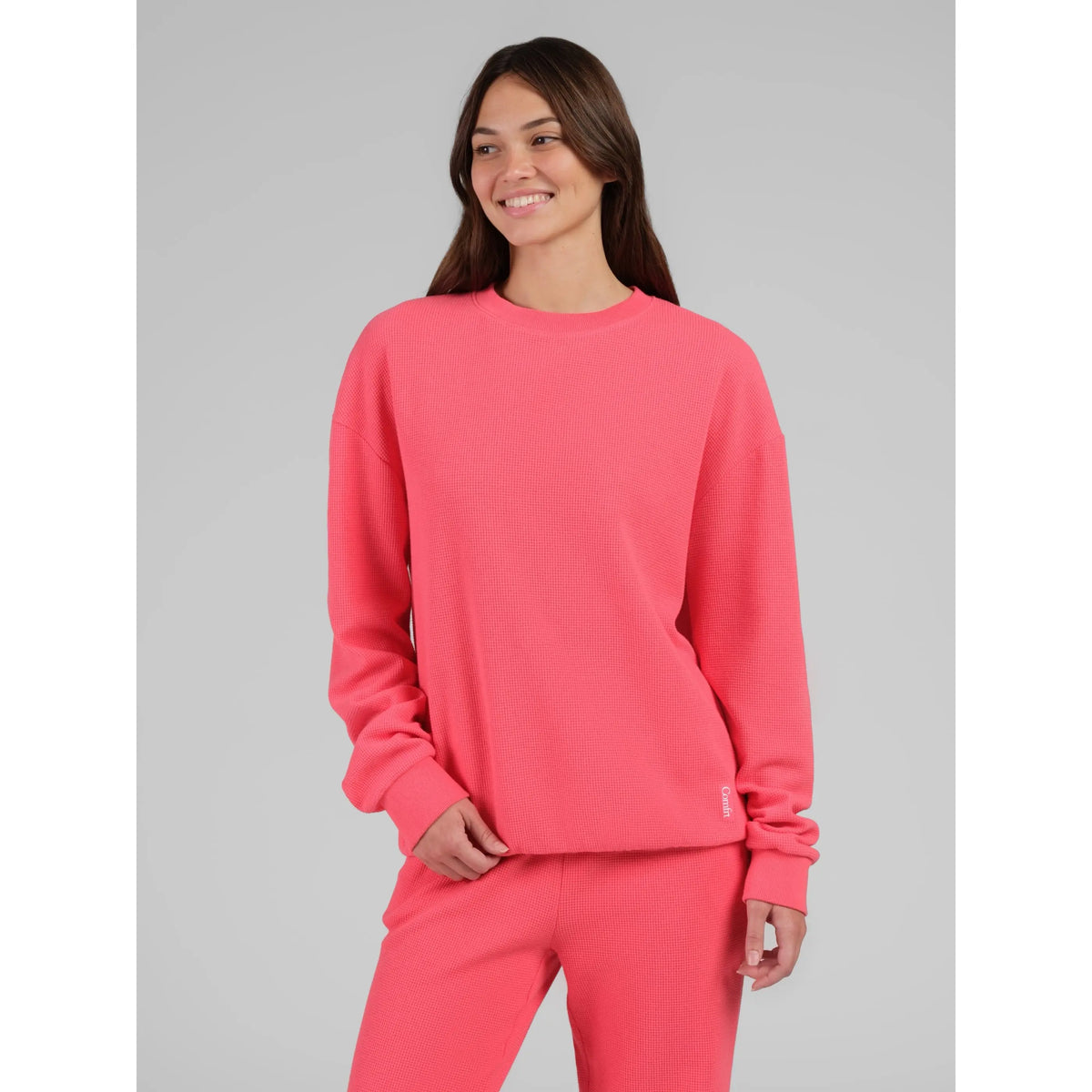 Comfrt | Waffle Lounge Long Sleeve | Crewneck Lightweight Cotton Blend Textured Lounge Top